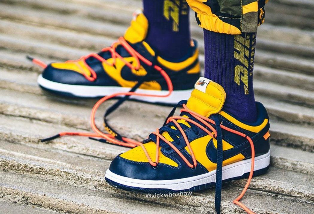 Nike Dunk Low Off-White University Gold Midnight Navy CT0856-700 - AUTHENTIC SHOES