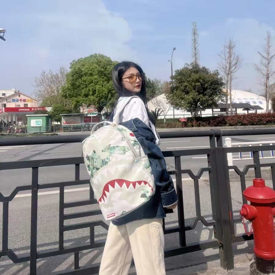 Balo Sprayground Checkerboard Stitching Shark Mouth 'White' W0845703