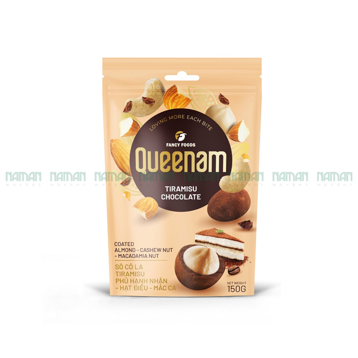 Sô Cô La Tiramisu Phủ Hạnh Nhân-Hạt Điều-Macca Queenam 150G