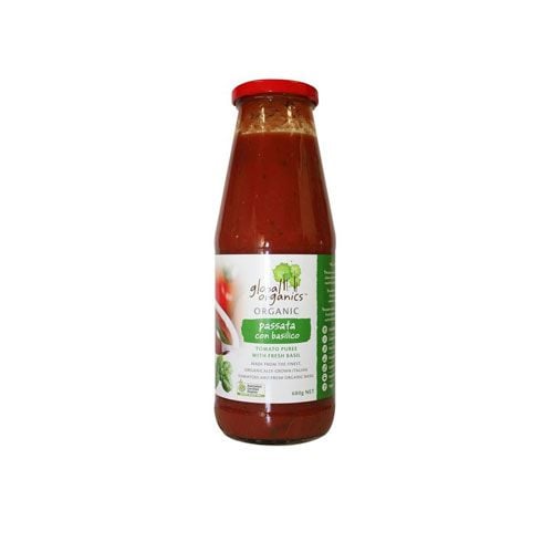 Org Puree Tomato Passata With Basil Global Organics 680G- 