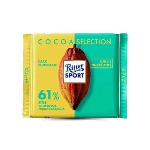 Dark Chocolate 61% Cacao Ritter Sport 100G- 