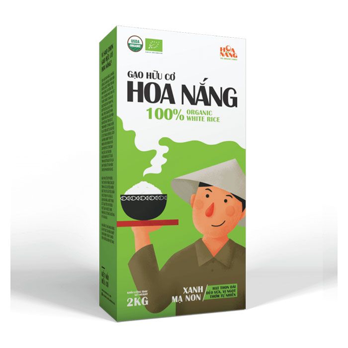 Gạo Trắng Hữu Cơ Hoa Nắng 2Kg (Hộp Xanh)- 