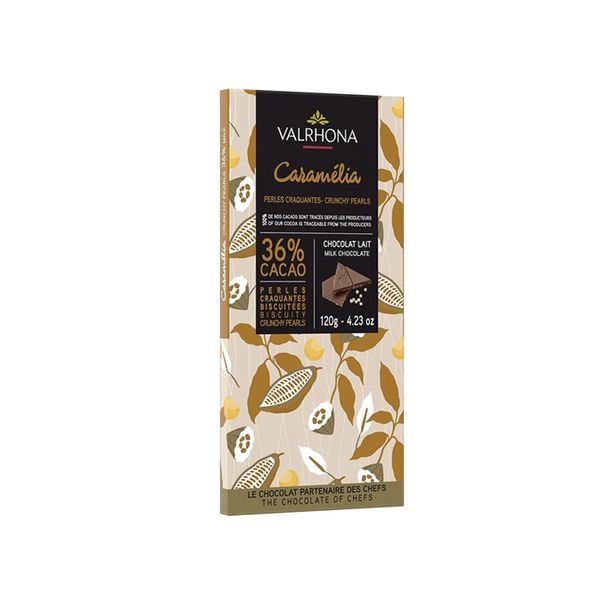 Chocolate Sữa Nhân Viên Bánh Quy Giòn 36% Caramelia Valrhona 120G