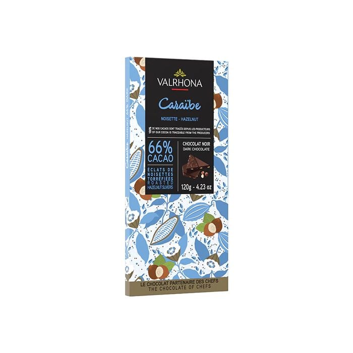 Chocolate Đen Hạt Phỉ Rang 66% Caraibe Valrhona 120G