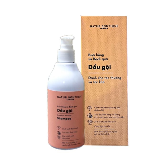 Dầu Gội Bưởi Hồng & Bạch Quả Natur Boutique 300Ml- 