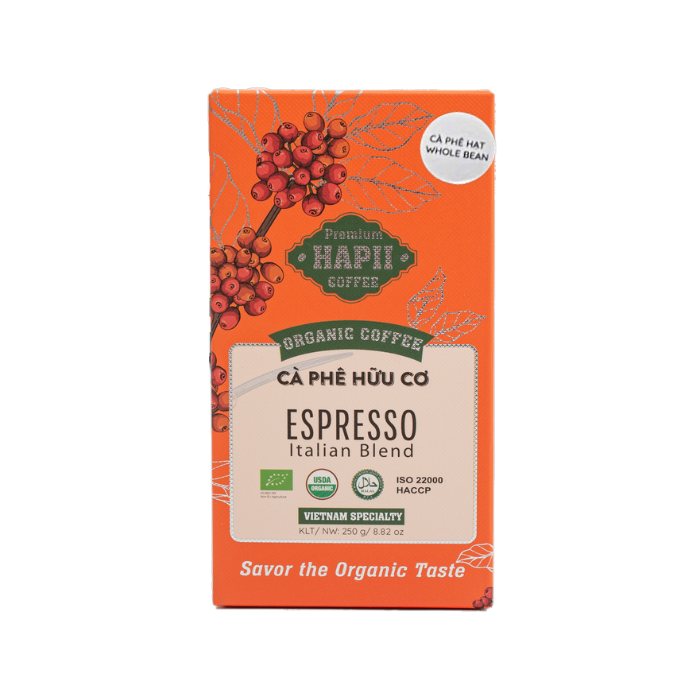 Org Coffee Whole Beans Espresso Italian Blend Hapii Coffee 250G- 