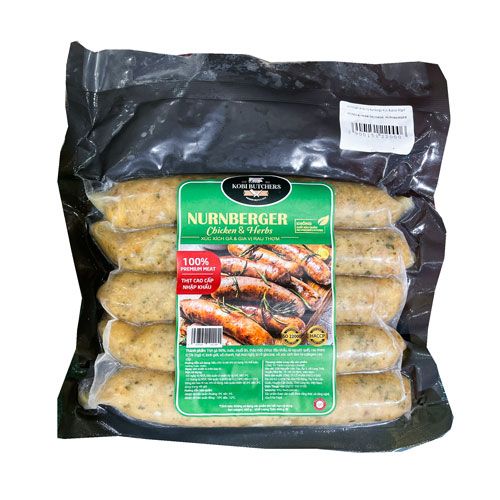 Frozen Chicken & Herb Sausage Nurnberger Kobi Butcher 80Gx5