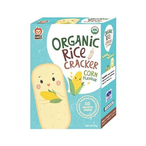 Organic Rice Cracker Corn Flavour Apple Monkey 30G- Org Rice Cracker Corn Flavour Apple Monkey 30G