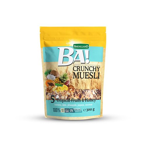 Ngũ Cốc Muesli 5 Loại Trái Cây Nhiệt Đới Và Mật Ong Bakalland 300G