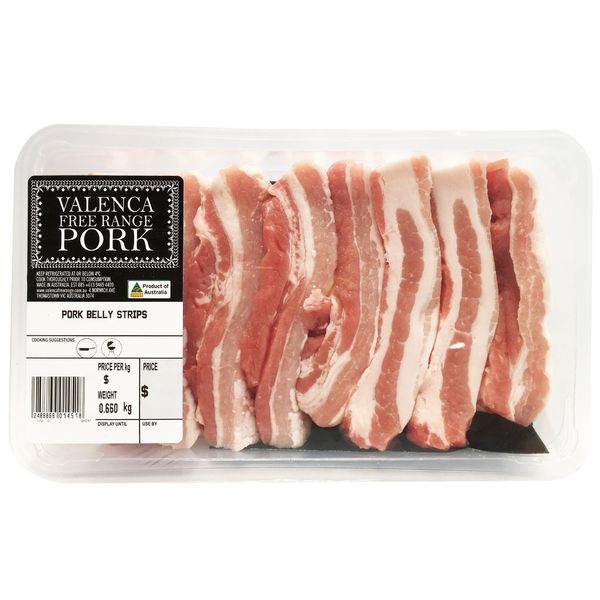 Frozen Free Range Pork Boneless Belly Valenca 500G
