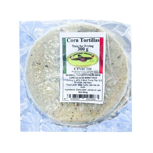 Bánh Tortillas Bắp Đông Lạnh Thin For Frying Saigon Taco300G- Bánh Tortillas Bắp Đông Lạnh Thin For Frying Saigon Taco300G