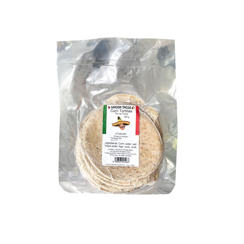 Bánh Tortillas Bắp Đông Lạnh Thin For Frying Saigon Taco300G