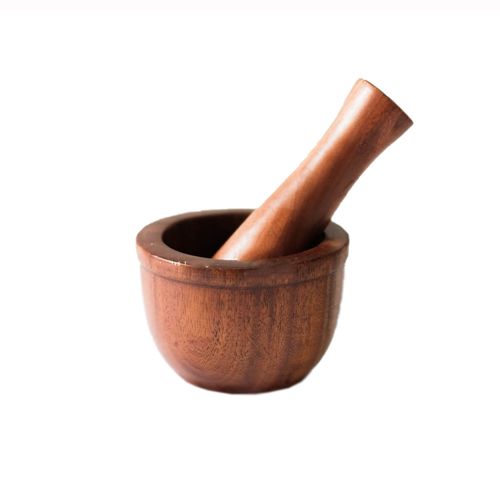 Set Of Wooden Mortar With Pestle Vagoo- 