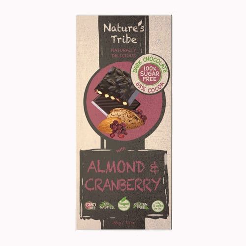 Chocolate Đen Hạnh Nhân Việt Quất Không Đường Nature'S Tribe 88G- 