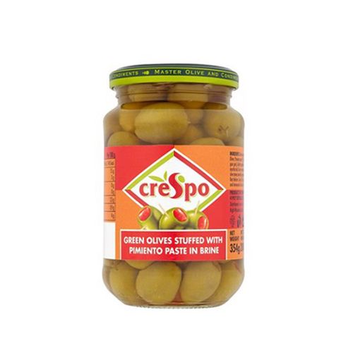 Green Olives Stuffed With Pimiento Paste Crespo 370Ml- Green Olives Stuffed With Pimiento Paste Crespo 370Ml
