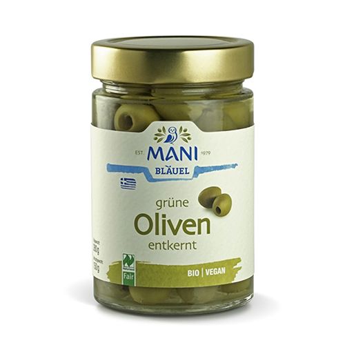 Mani Organic Green Olives In Brine, Pitted 280G- 