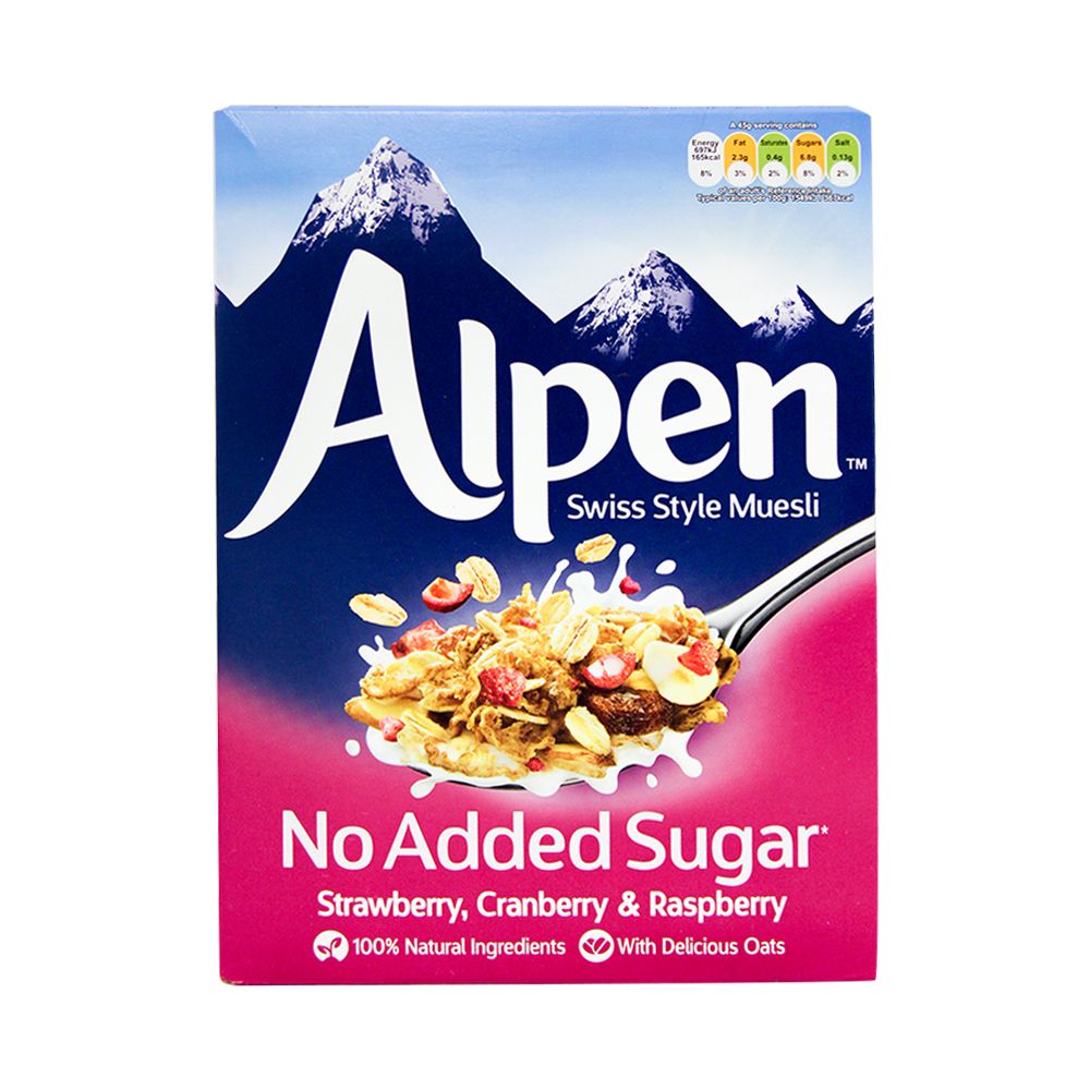 Ngũ Cốc Không Đường Với Dâu, Nam Việt Quất, Mâm Xôi Muesli Alpen 560G- Ngũ Cốc Không Đường Với Dâu, Nam Việt Quất, Mâm Xôi Muesli Alpen 560G