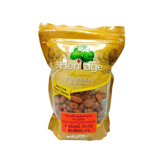 Organic Raw Natural Whole Almond Heritage 250G- Org Raw Natural Whole Almond Heritage 250G