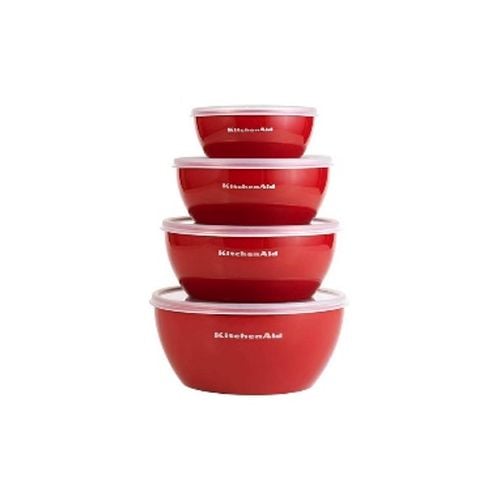 Bộ Tô Nhựa Có Nắp Đậy Màu Đỏ 4 Cái Kitchenaid- 