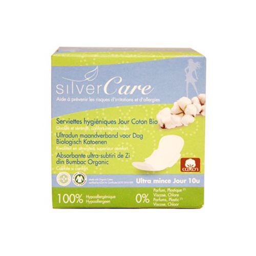 Organic Sanitary Napkin Super Thin Daily Silvercare 10Pcs- Org Sanitary Napkin Super Thin Daily Silvercare 10Pcs