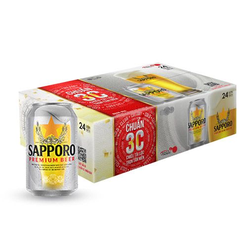 Bia Sapporo Lon Bạc 330Ml (24 Lon)- 