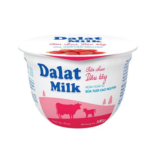 Sữa Chua Tươi Vị Dâu Dalat Milk 100G- Sữa Chua Dâu Dalat Milk 100G