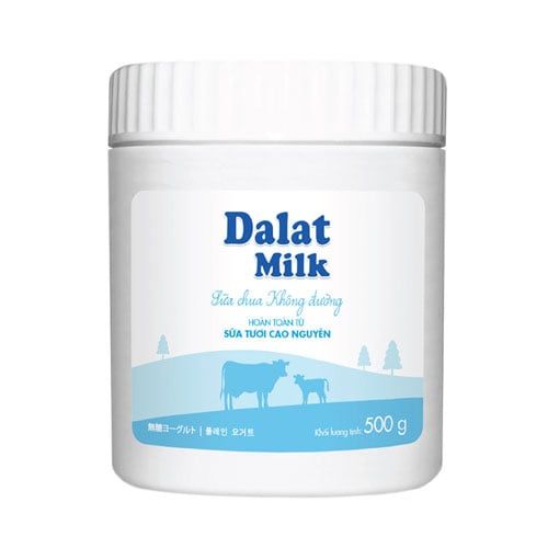 Fresh Yogurt Plain Dalat Milk 500G- Yogurt No Sugar Dalat Milk 500G