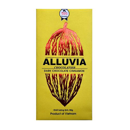 Chocolate Đen 70% Quế Alluvia 80G- Chocolate Đen 70% Quế Alluvia 80G