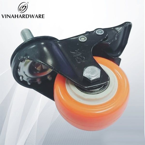 Bánh xe tủ ti ren 10x25mm CLC có khóa màu cam 50mm Vinahardware CT121D50-CT122D50