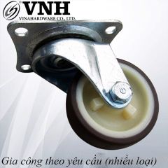 Bánh xe cao su đế vuông không khoá màu nâu  Vinahardware - CT5553D50