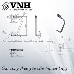 Chân sắt giường Vinahardware kích thước 354x207x21mm , sơn đen mờ - VNH354207L