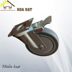 Bánh xe cao su TPR đế vuông Vinahardware, không khóa, màu xám - CT2405KK125