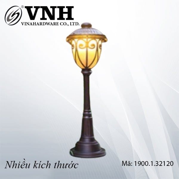 Cột đèn sân vườn ngoài trời gang đúc, chân sơn đen Vinahardware - VNH095261