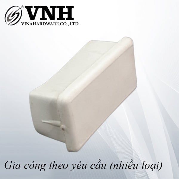 Nút nhựa chân bàn chữ nhật Vinahardware, màu trắng NNB3060T