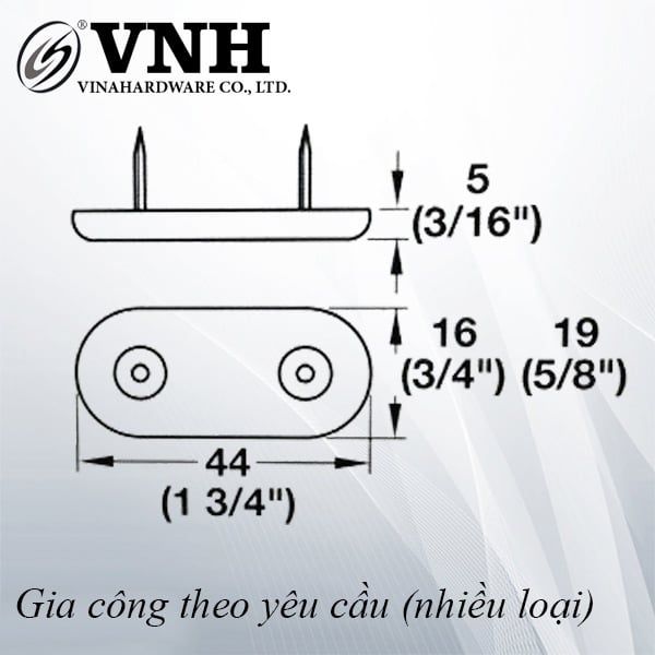 Đinh nhựa màu trắng - 44x16x5mm- DN441605