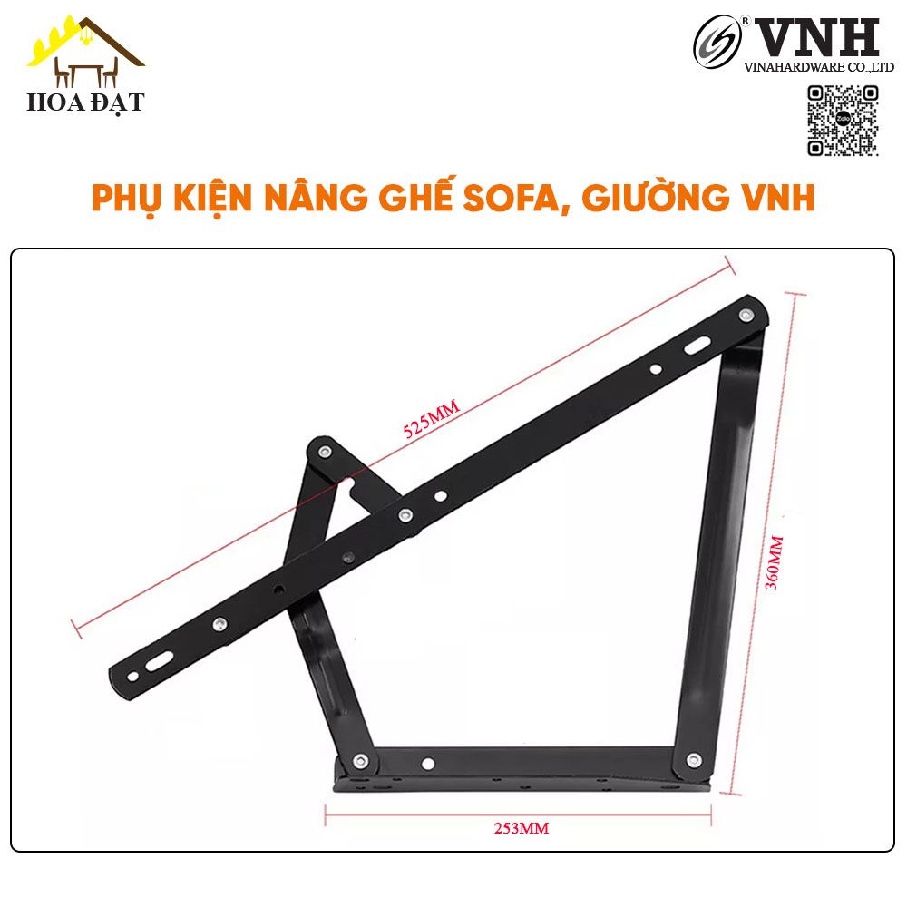 Phụ kiện nâng ghế sofa thành giường không có bánh xe Vinahardware, dài 585mm VNH P4512-P4512