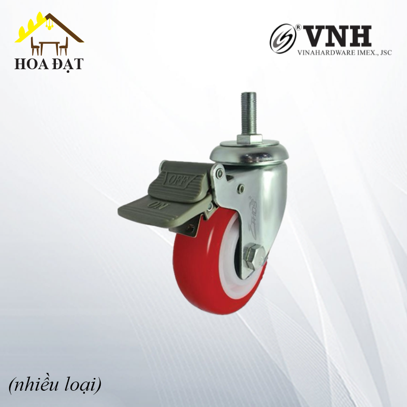 Bánh xe tyren 12mm Vinahardware, có khóa, inox 304 - CT50IN50