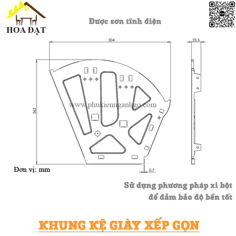 Bản lề tủ giày (kệ giày) Vinahardware thông minh 3 tầng sắt sơn tĩnh điện VNH286100