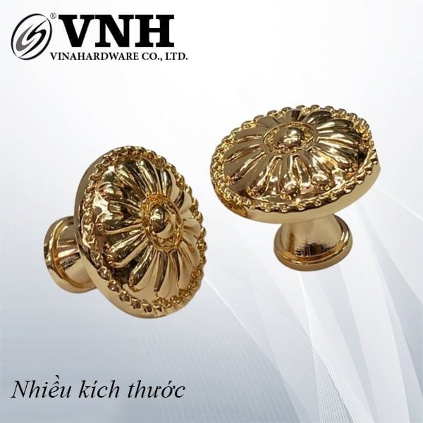Núm tay nắm tròn hoa cúc, màu vàng bóng