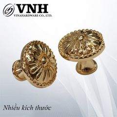 Núm tay nắm tròn hoa cúc Vinahardware, màu vàng bóng - HD01021
