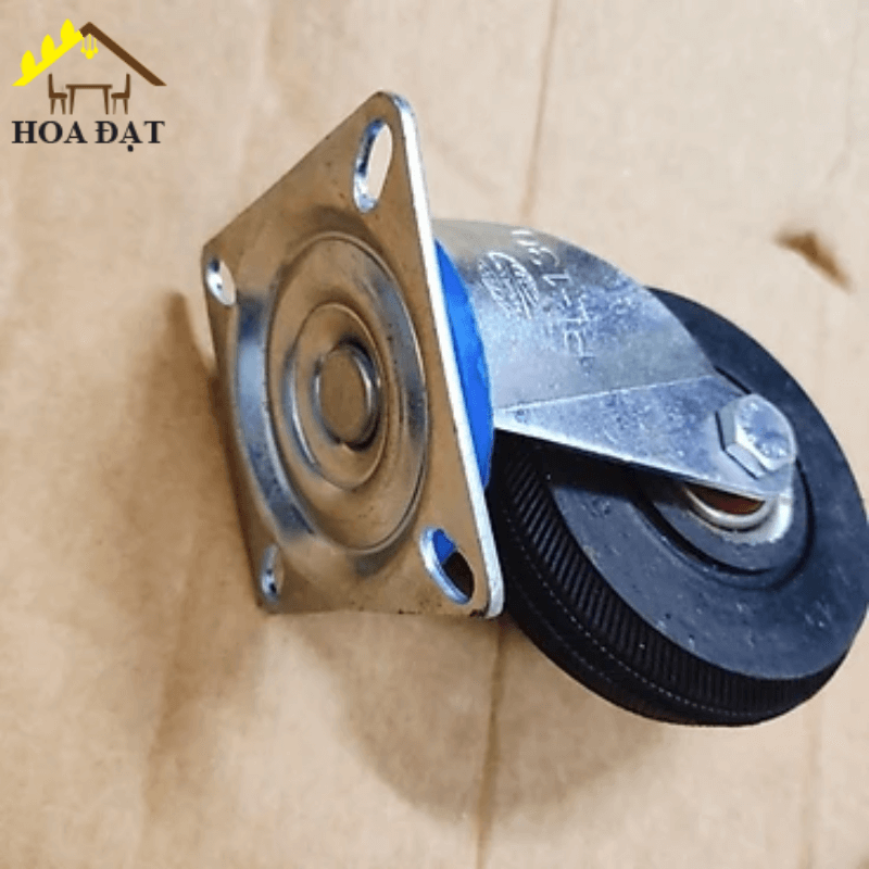 Bánh xe cao su Vinahardware, đế vuông, không khóa, màu đen-CT150KK