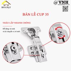 Bản lề cup 35 giảm chấn Vinahardware, đế cố định