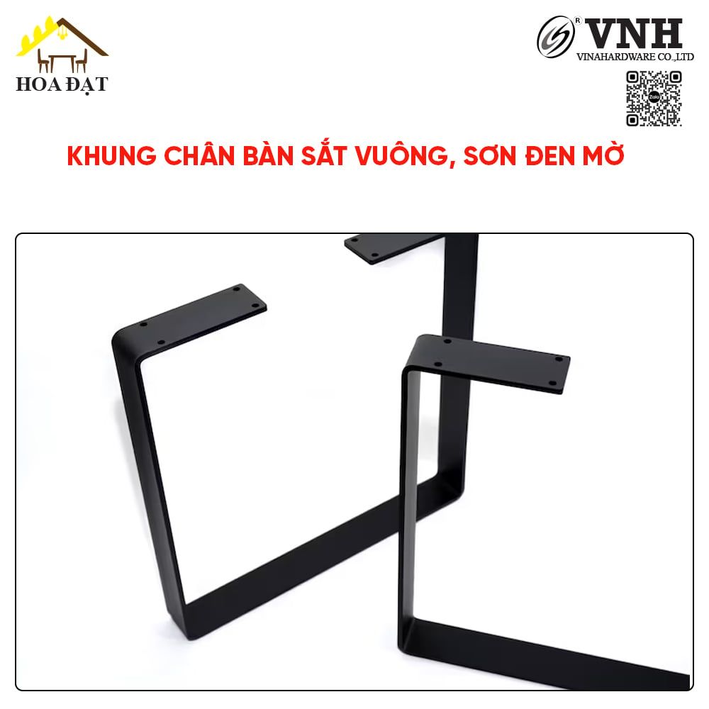 Khung chân bàn sắt vuông Vinahardware, sơn đen mờ - VNH71040B