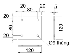 Bas sắt 120x120xØ9x5, sơn đen