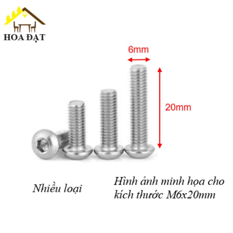 Bulong đầu mo Vinahardware loại M6, inox 304-HSS625I