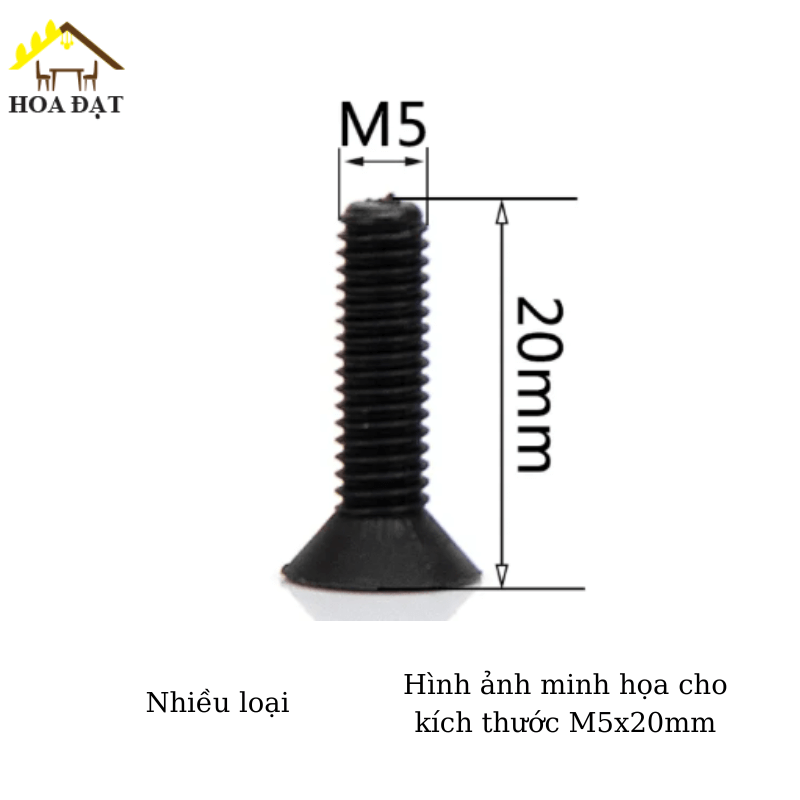 Bulong đầu côn bake Vinahardware loại M4, M5, màu đen-HSS510BKB
