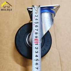 Bánh xe cao su Vinahardware, đế vuông, không khóa, màu đen-CT150KK