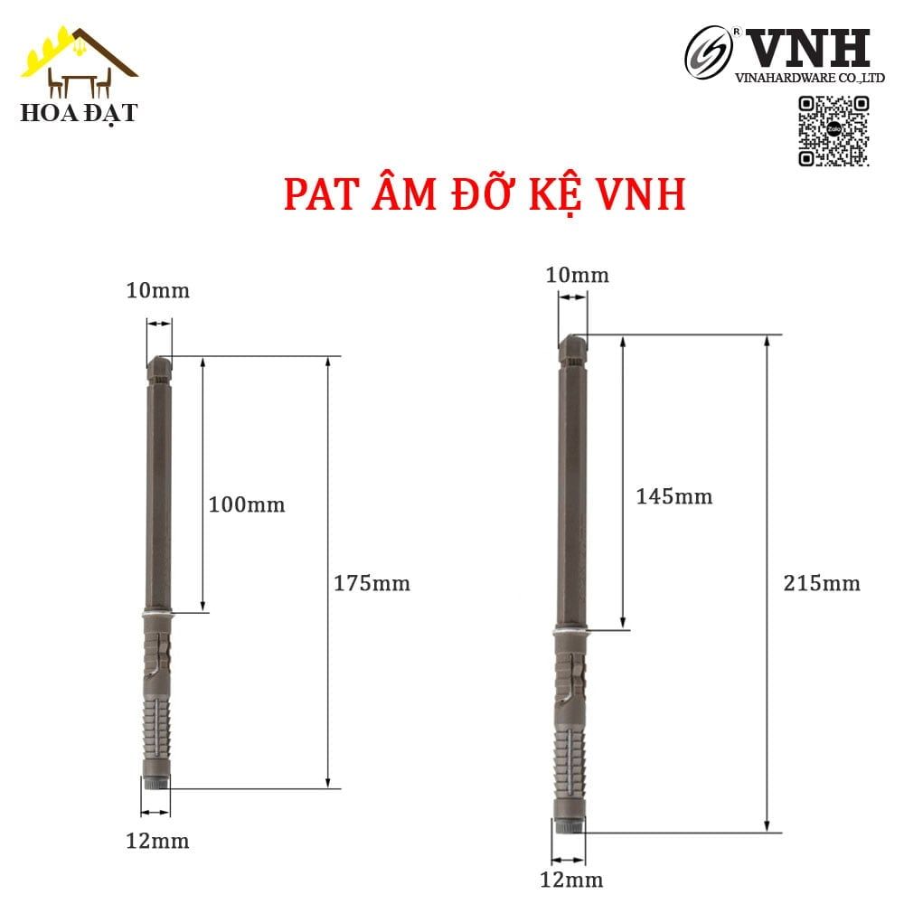 Pat ( bas) âm đỡ kệ Vinahardware phi 10x100mm VNH USS903Z100-USS903Z100