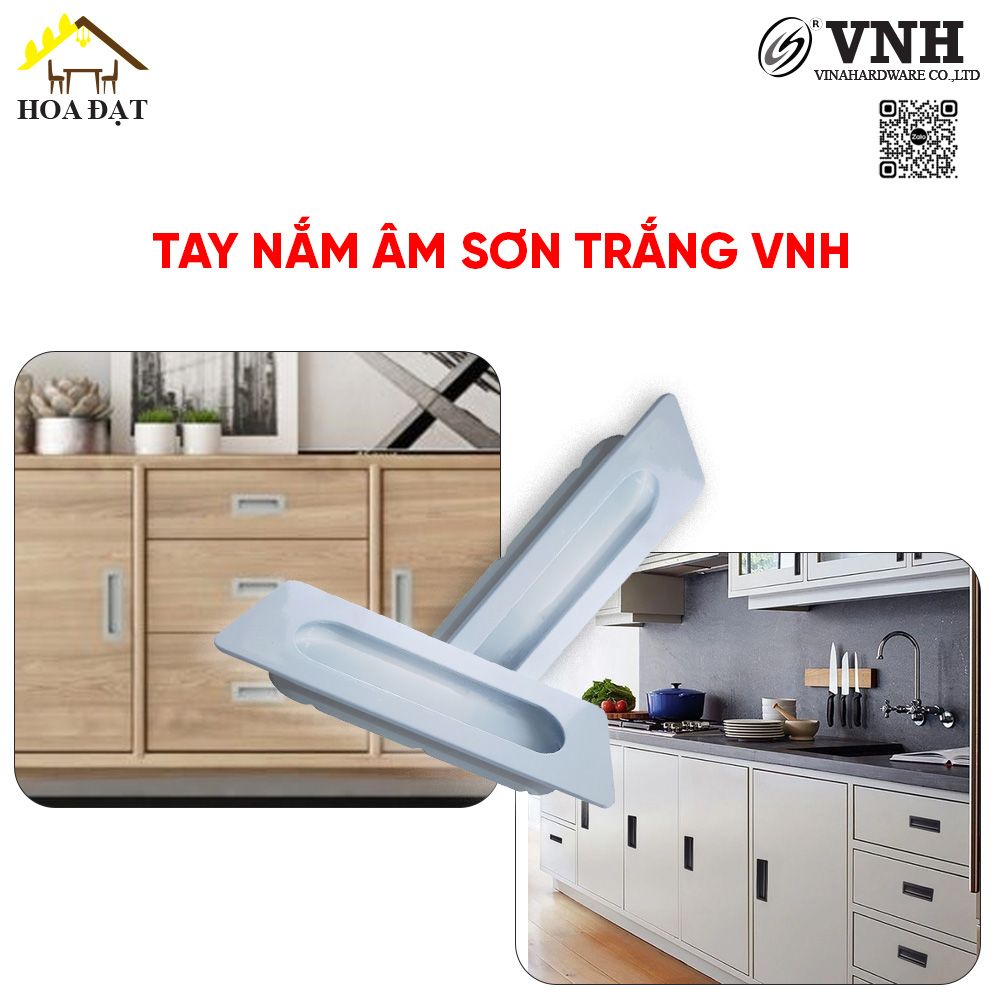 Tay nắm âm Vinahardware 38x106mm sơn trắng HD0436-HD0436