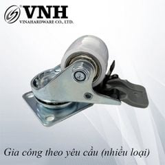 Bánh xe tủ đế vuông Vinahardware loại 24x29mm, có khóa, bánh màu trắng - CT2429